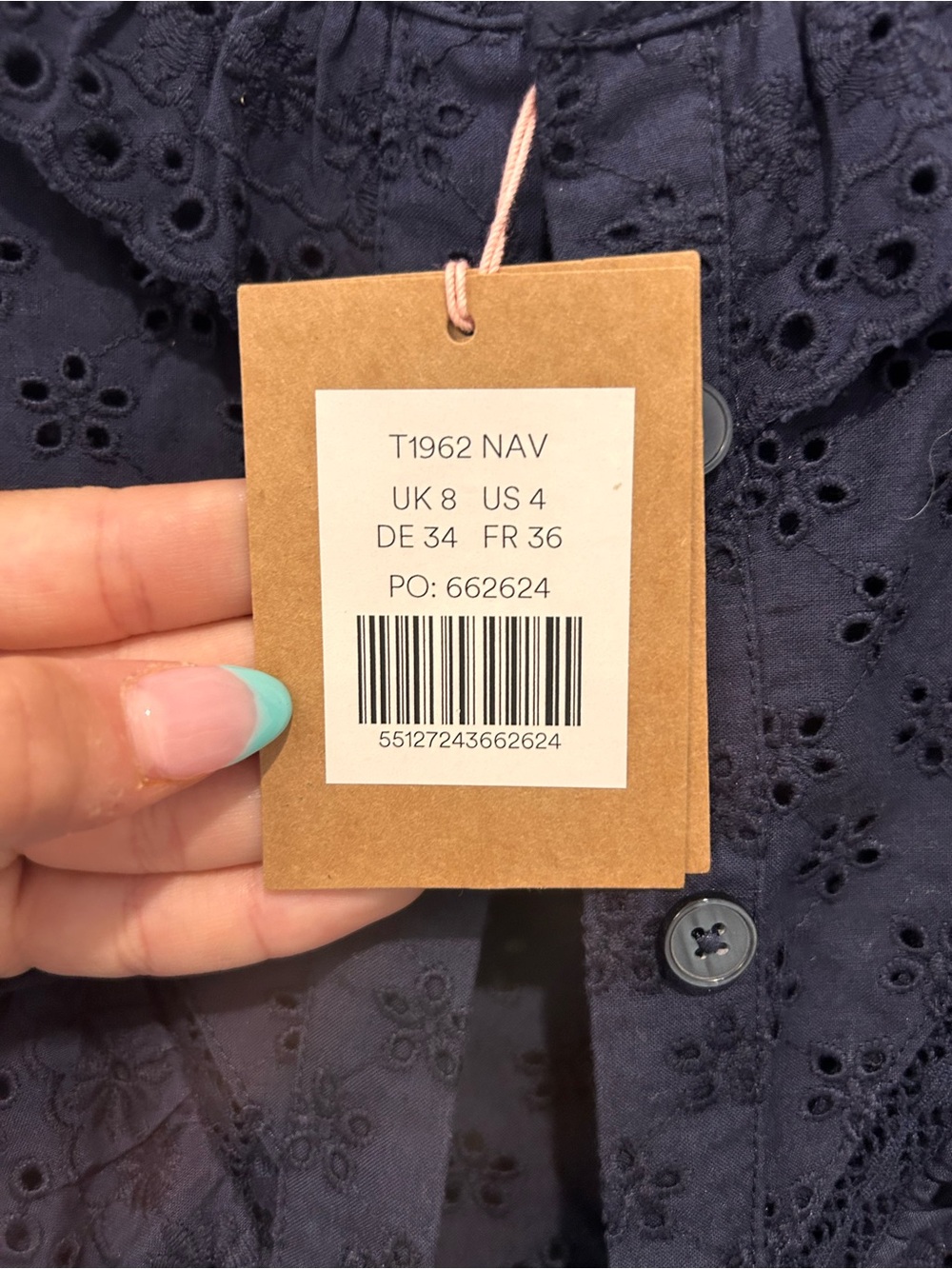 Boden Broderie Ruffle Top-Navy - Picture 4 of 6
